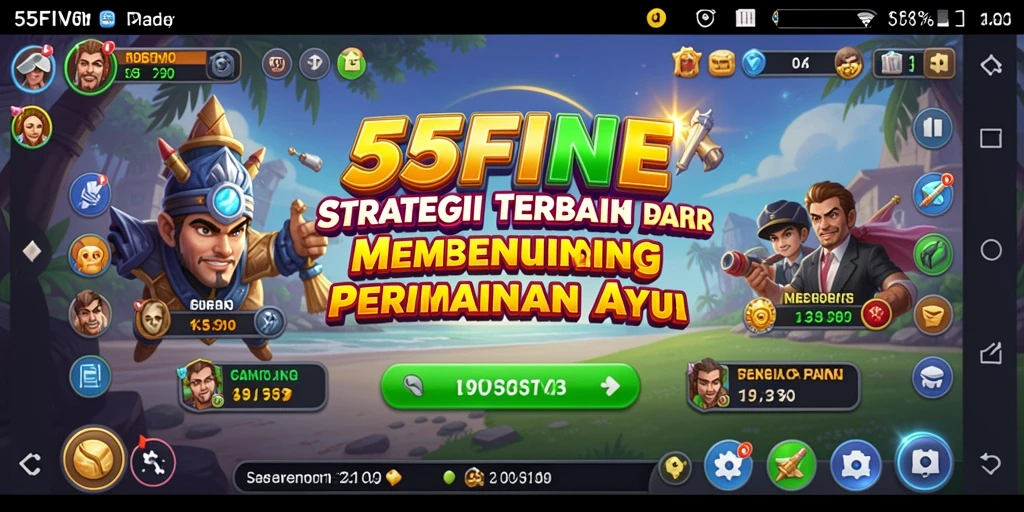 Screenshot dari gameplay 55FIVE yang memperlihatkan strategi permainan.