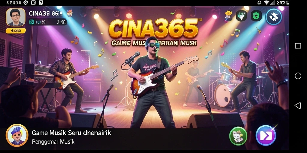 Tampilan gameplay CINA365 yang menampilkan berbagai tantangan musik.