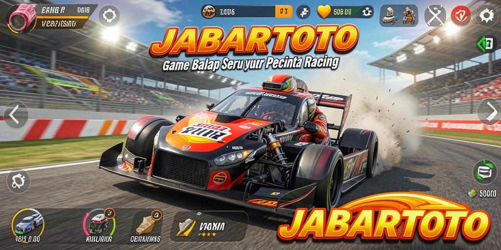 Gameplay balap seru di JABARTOTO dengan mobil cepat dan lintasan menarik.