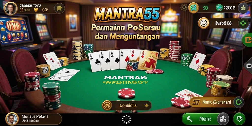 Tampilan utama gameplay Poker di MANTRA55 yang mendebarkan.