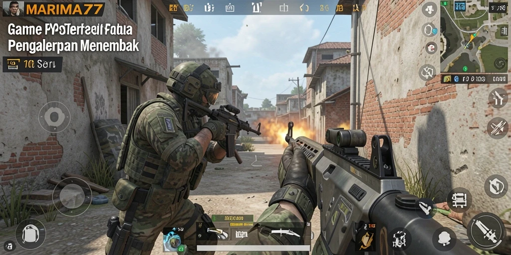 Tampilan aksi seru dari gameplay FPS di MARIMA77.