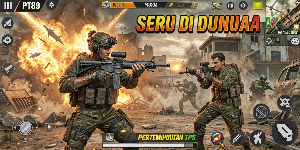 Gameplay PT89 dengan aksi tembak-menembak yang mendebarkan.