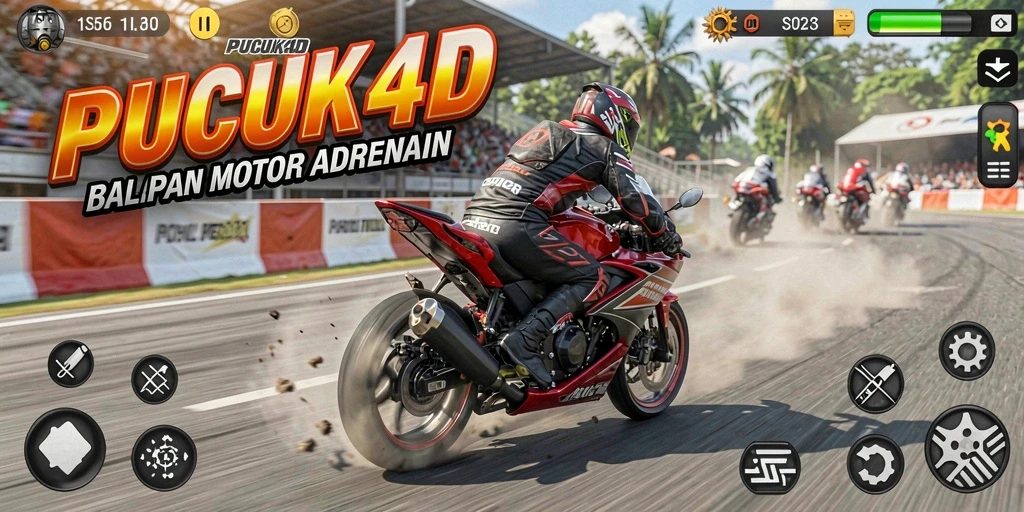 Tampilan menarik dari gameplay balapan motor yang dinamis.