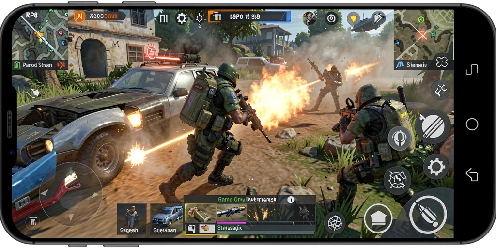Screenshot gameplay RP8 menunjukkan pertempuran strategi yang intens.