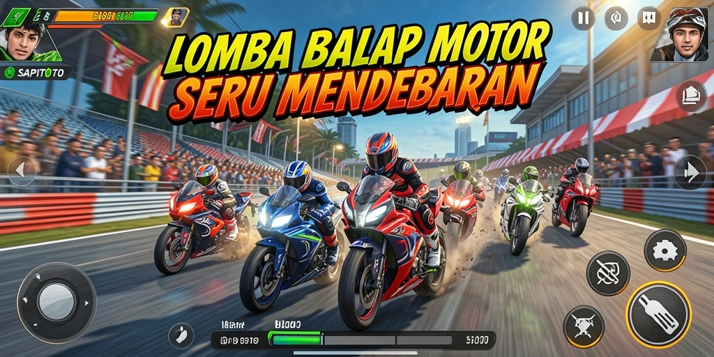 Tampilan seru gameplay SAPITOTO saat adu balap motor.