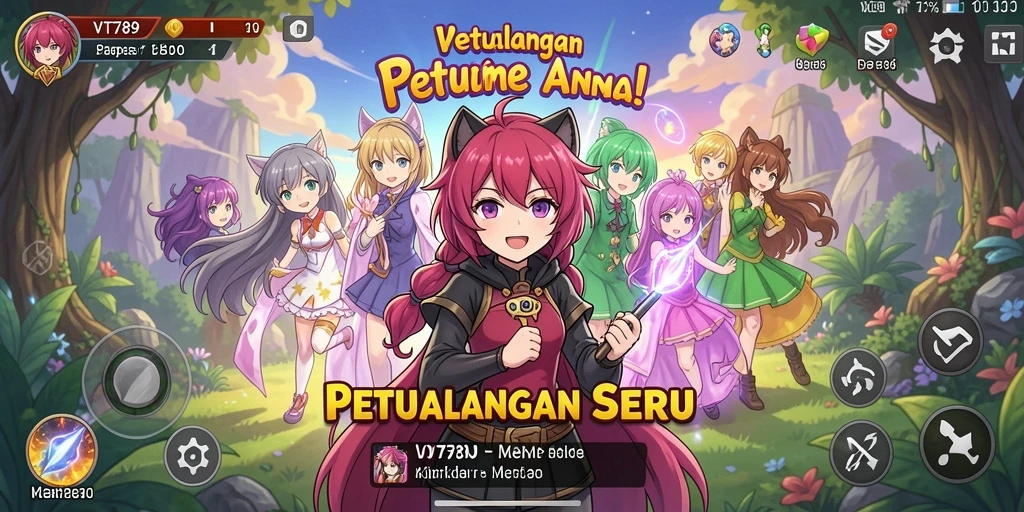 Screenshot utama VT789 menampilkan aksi seru karakter dalam pertempuran Anime.