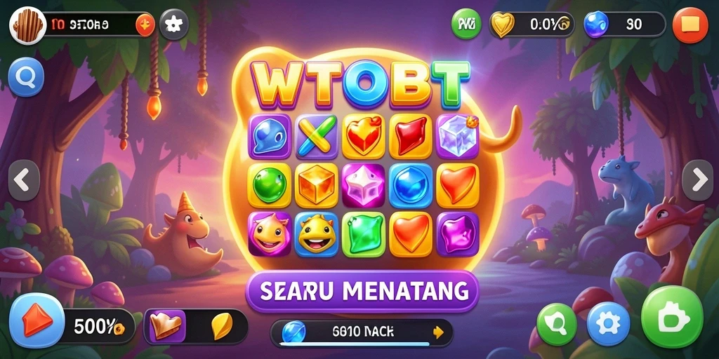 Screenshot gameplay WTOBET menunjukkan tantangan seru dalam mencocokkan elemen.